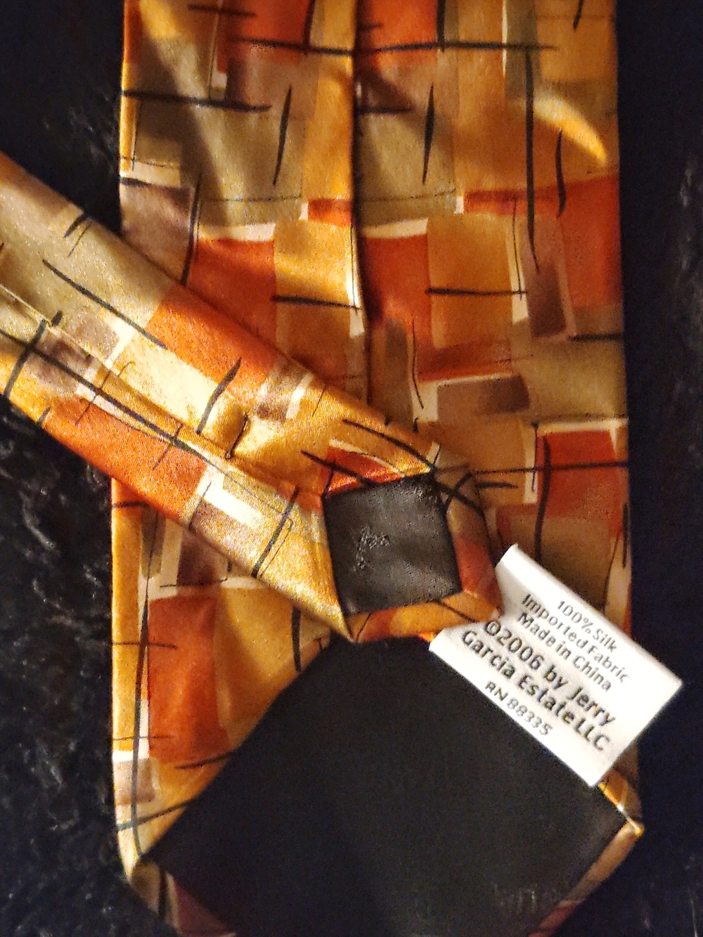 J. Garcia Orange, Gold & Brown Geometric Silk Tie